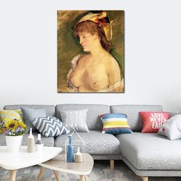 The Blonde with Bare Breasts Edouard Manet Paintings Reproduction Hand Painted Canvas Art Landscape Artwork for Wall Decor