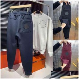 Mens Pants Trendy Monclair Sportswear Leggings Autumn and Winter Plush Thickened Casual Youth Slim Fit Fashion Drop Delivery a Dhspo