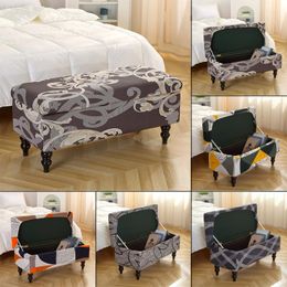 Chair Covers Stretch Rectangle Ottoman Elastic Printed Storage Footrest Slipcovers For Living Room Furniture Protector Home Decor