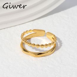 Wedding Rings Giwer Stylish Stainless Steel for Women Girls Adjustable Finger Temperament Fashion Party Jewelry Gift Bague Femme Anillos 230710