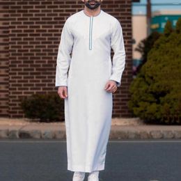 Ethnic Clothing Mens Middle Abaya Kaftan Muslim Solid Color Loose Embroider Korean Fashion Vintage Shirts Tops Flower