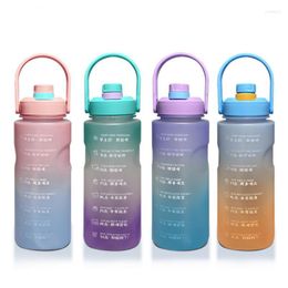 Water Bottles 1800ml Large Capacity Bottle With Bounce Cover Time Scale Reminder Frosted Leakproof Cup For Outdoor Sports Fitness