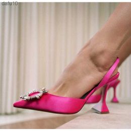 2021 Brand women Pumps luxury Crystal Slingback High heels Summer bride Shoes Comfortable triangle Heeled Party Wedding Shoes L230704