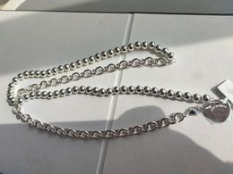 collana in argento 8mm catena a sfere gioielli da uomo ciondolo a cuore collana set anello moda per gioielli designer catena d'oro coppia da donna bracciali 18K regali della festa di nozze