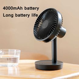 Electric Fans Cameras Electric Desktop Fan 4000mAh Battery Chargeable Air Cooling Fan Auto Rotation 3-speed Wind Mute for Dormitory Bedroom