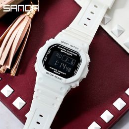 SANDA White Fashion Women's Watches Waterproof LED Digital Watch for Female Clock Ladies Sport Wristwatch relogio feminino 293