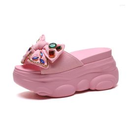 Slippers Glitter Slides Flat Shoes Female House Platform Shose Women Increased Internal Heeled Mules Fashion Jelly