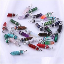 Charms Hexagon Prism Style Natural Stone Pendant Agate Quartz Shape Point Crystal Healing Jewellery Diy Necklace Earrings Drop Deliver Dhmlj