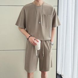 Men's Tracksuits Summer Sets Men Slim Fashion Casual Short Sleeved T-shirt/shorts Two-piece Mens Streetwear Korean Clothing M-3XL