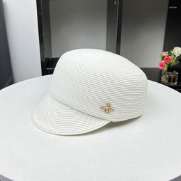 Ball Caps 202305-shi Ins Drop Summer Japan Solid Plant Fibre Grass Bee Lady Baseball Hat Women Leisure Equestrian Visors Cap