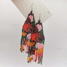 Dangle Earrings Rice Bead Hand Knitting Graphical Flower Fashion Beaded Simple Bohemia Geometry Alloy Ma'am Fringe