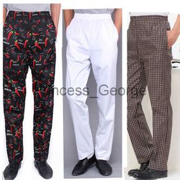 Others Apparel Chef Trousers Food Service Checked Striped Pants Elastic Peppers Restaurant Kitchen Pants Bakery Stretch Work Wear Uniform Cook x0711