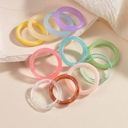 Wedding Rings Korean Colourful Transparent Resin Acrylic Set for Women Trendy Geometric Thin Round Ring Jewellery 230710