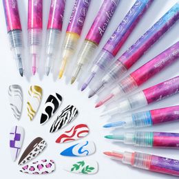 Nail Gel 12pcs/set Manicure Nail Art Drawing Graffiti Pen Beauty Tools Graffiti Nail Acrylic Waterproof Painting Liner 3D Abstract Line 230711