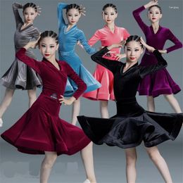 Stage Wear Style Children's Latin Dance Dress Girls' Velvet Practice Clothing Online Celebrity Competition Grade