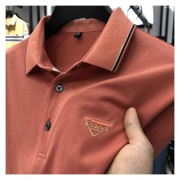 Men's Polos Summer High-end Designer Fashion Short-sleeved Embroidered Cotton Lapel Solid Colour Polo Shirt Business Casual Top M-4XL