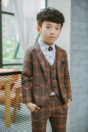 Suits Flower Boys Formal Wedding Suit Kids England Style Blazer Pant Waistcoat 4Pcs for Party Host Costume 230711