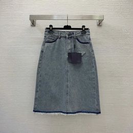 23ss designer Skirts womens designer clothing Denim Fabric Hardware Accessories Embroidered Logo High Waist Slim A-line Split Denim Half Skirt women clothes