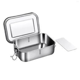 Dinnerware Sets Stainless Steel Double Snap Seal Lunch Box With Moving Stopper 800ML