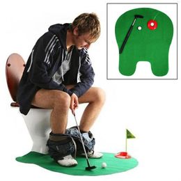 Funny Toilet Bathroom Golf Time Mini Game Play Putter Novelty Gag Gift Mat Set M5TC300D