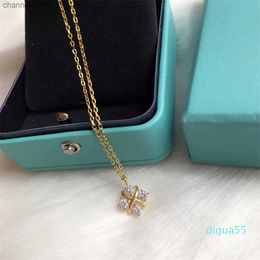 Necklace Sterling Silver 14k Gold Crystal Zircon Square Charm Cross Short Chain Choker For Women Jewelry