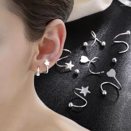 Stud Earrings Vintage Metal Ball Star For Women 2023 Trendy Heart Ear Bone Buckle Korean Boucle Oreille Femme Jewelry