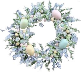Decorative Flowers Easter Flower Wreath - Egg Garland Decoration Colorful Berry For Front Door Indoor Wall Window