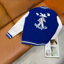 23ss Men Designers Baseball Jacket Robot wool Applique Embroidery Watercolour Lapel Neck paris Streetwear M-2XL