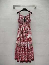 Luxuriöses Kleid, Designer-Tanktop-Kleid für Damen, floraler Vintage-Druck, Taillenumspielende Neckholder-Kleider, langer Rock, Damenkleider