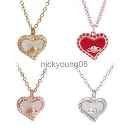 Pendant Necklaces New fashion punk planet designer Necklace Pendant Western Queen Saturn Necklace heart fritillary diamond necklace lady party Jewellery lover gift