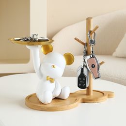 Decorative Objects Figurines Resin Bear Storage Tray Nordic Creative Ornaments Porch Desk Home Decoration Keys Candy Decor 230710