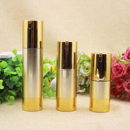 15ML 30ML 50ML Gold Silver Cosmetic Airless Bottle Portable Refillable Pump Dispenser Vacuum Bottles For Travel Lotion 100pcs Tkjfo