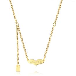 Pendant Necklaces Fashion Simple 316L Stainless Steel Heart For Women Clavicle Gold Colour Metal Chain Kolye Love Gift