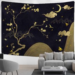 Tapestries Hand Painted Flower And Bird Figure Tapestry Wall Hanging Ink Painting Home Background Cloth Decor