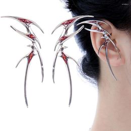 Backs Earrings Elf Cosplay Gothic Red Rhinestones Butterfly Ear Clip Gifts Hip Hop Eardrop Clamp For Women