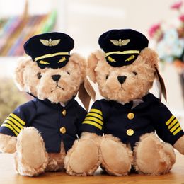 Plush Dolls 22CM Pilot Teddy Bear Toy Captain flight attendant Doll Birthday Gift Kids Baby for plane model toy scene 230710