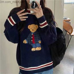 Women's Sweaters 2023 Autumn and Winter Women's Tank Top Japanese Style Cartoon Bear Pull Tank Top Sweater Extra Large Harajuku Kai Clothing Knitted Tank Top Z230713