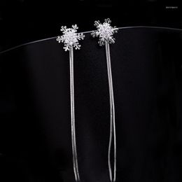 Dangle Earrings Fashion Classic Zircon Tassel Snowflake Women's Crystal Wedding Engagement Christmas Gifts