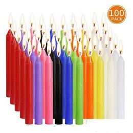 Candles 100Piece Taper Unscented Assorted Colours Mini For Casting Chimes Rituals Spells Wax Play Vigil Supplies More H1 Drop Deliver Dhwe6