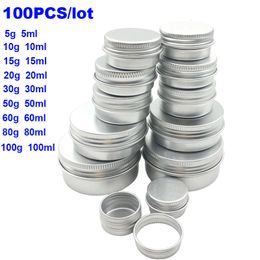 Storage Bottles Jars 100PCS Aluminum Tin Jars 5g 10g 15g 20g 30g 50g 60g 100g Metal Empty Cosmetic Face Care Eye Cream Lip Balm Gloss Packaging 230710