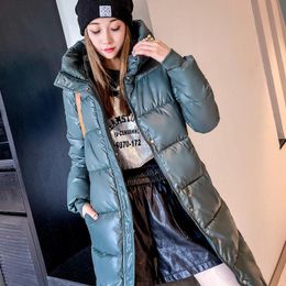 Jeans 2023 Winter Long Down Jacket Women's Fashion Thick Cotton Parkas Outwear Plus Size 4xl Loose Windproof Hooded Snow Coat Female