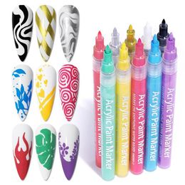 Nail Gel Graffiti Pen Waterproof Nail Painting Liner Brush DIY 3D Abstract Line Fine Details Flower Pattern Manicure Tools 230711