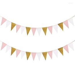 Party Decoration 3m Paper Pennant Banner Flags Triangle Bunting For Bridal Shower Wedding Baby Birthday Event Supplies