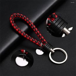 Keychains Simple Woven PU Leather Keychain Unisex Braided Rope Key Chain Car Keyring For Men Women Accessories Souvenir Friend Gifts