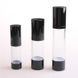 200pcs 50ml Classic Black Vacuum Airless Pump Bottle Cosmetic Essence Oil Lotion Packaging Refillable Bottle fashion Goude