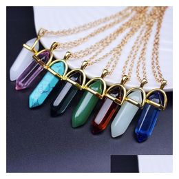 Pendant Necklaces Natural Stone Chakra Necklace Women Crystal Druzy Gem Statement Pendants In Jewelry Drop Delivery Dhxsc