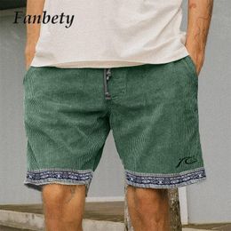 Mens Shorts Fashion Printed Male Short Pants Summer Vintage Corduroy Pockets Surfing Casual Beach Running Breechcloth Bottoms 230710