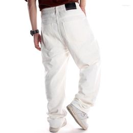 Men's Jeans Men Large Size White Loose Casual Big Pocket Hip Hop Pants Biker 30-46