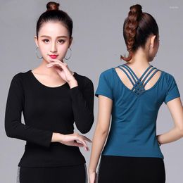 Stage Wear H2631 Women Latin Dance Top Female Practise Clothes National Standard Ballroom Tango Dancing Solid Colour Performance