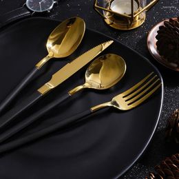 Dinnerware Sets Gold Cutlery Tableware Stainless Steel Steak Knife Fork Spoon Set Retro Dinner Zero Waste Kitchen Device